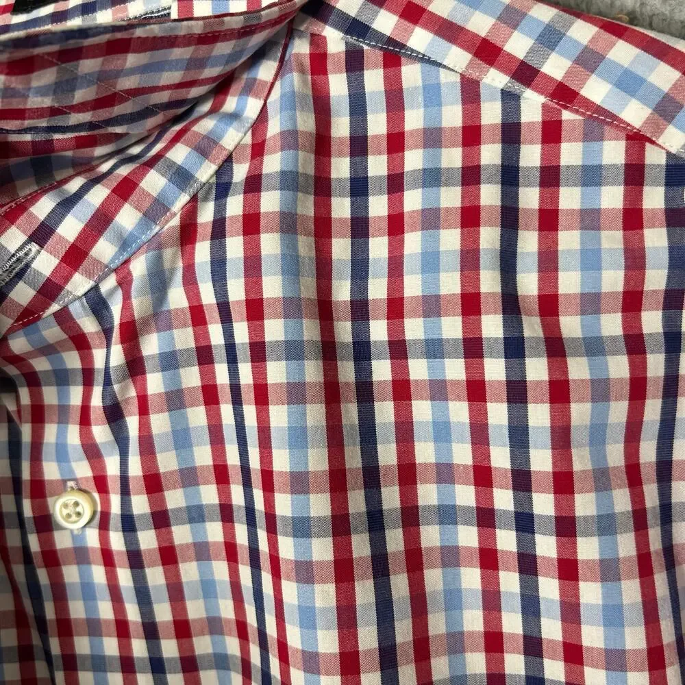 Banana Republic Shirt Mens M Red Blue White Long Sleeve Non‎ Iron Camden Fit